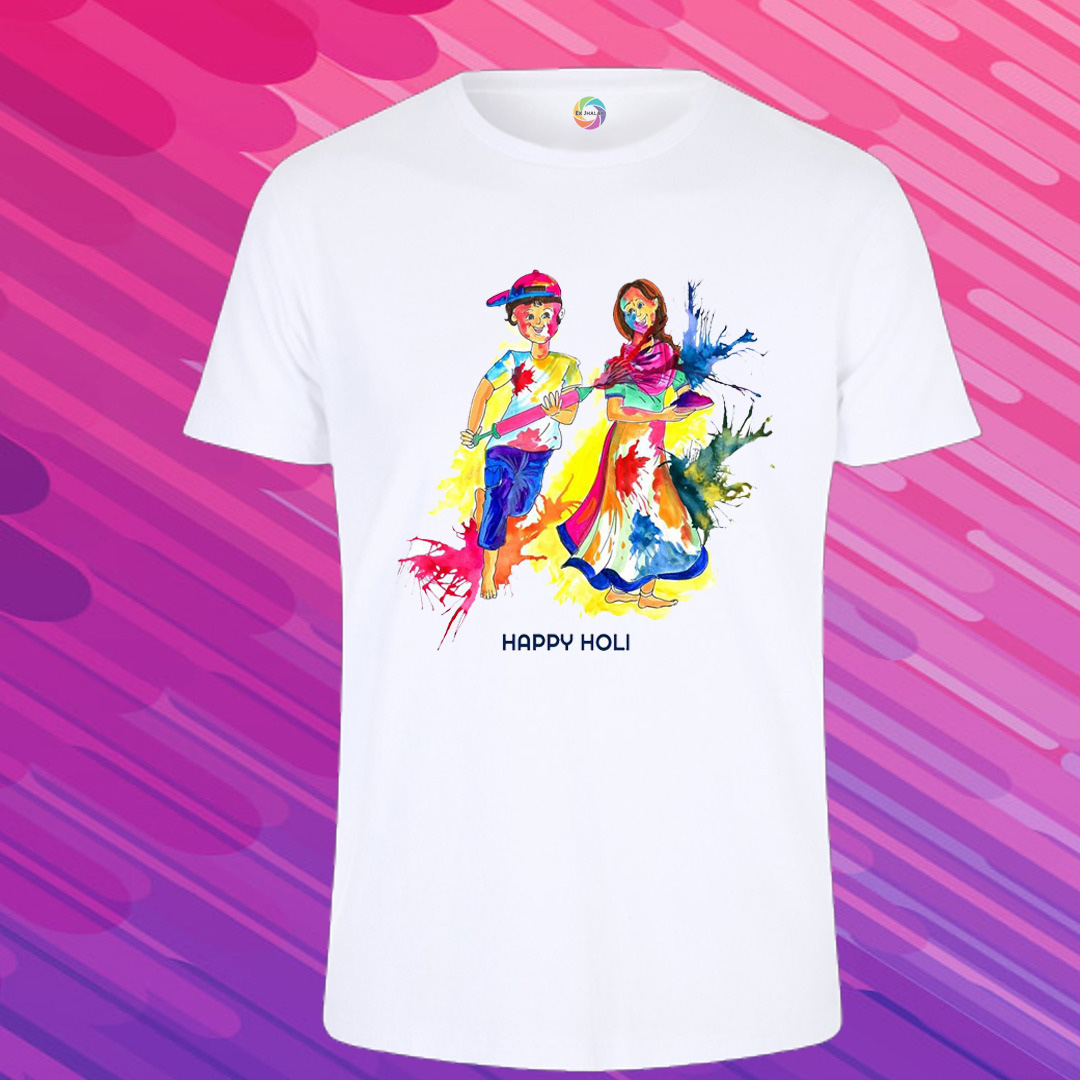 Holi Special Polyester Printed T-Shirt